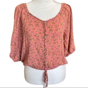 Free Kisses floral blouse with tie detail in the front